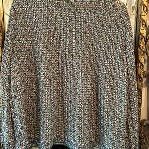 Max Studio Green and Gold Geometric Blouse